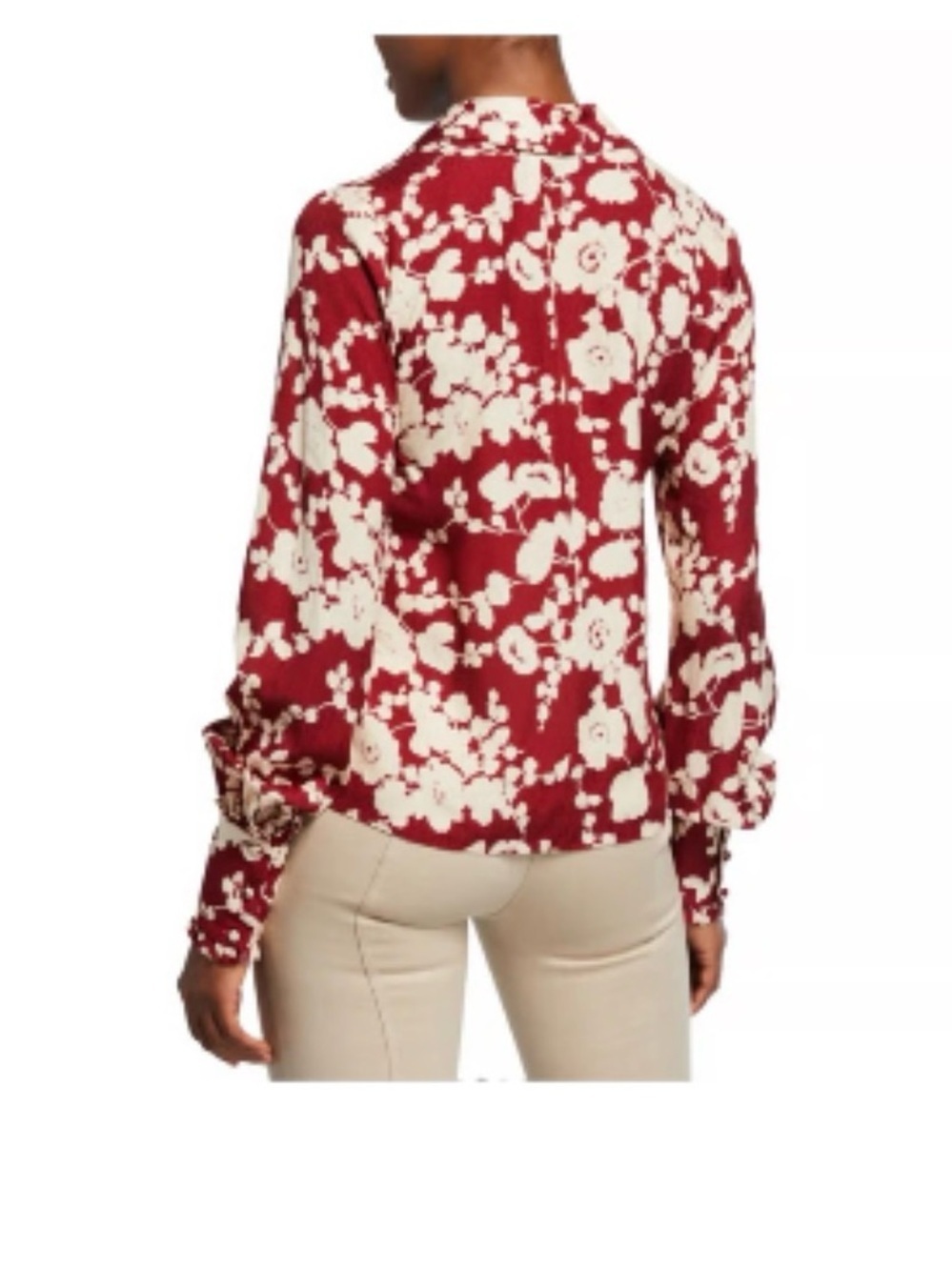 Alexis Red and Cream Floral Lace-Up Blouse - Picture 2 of 6